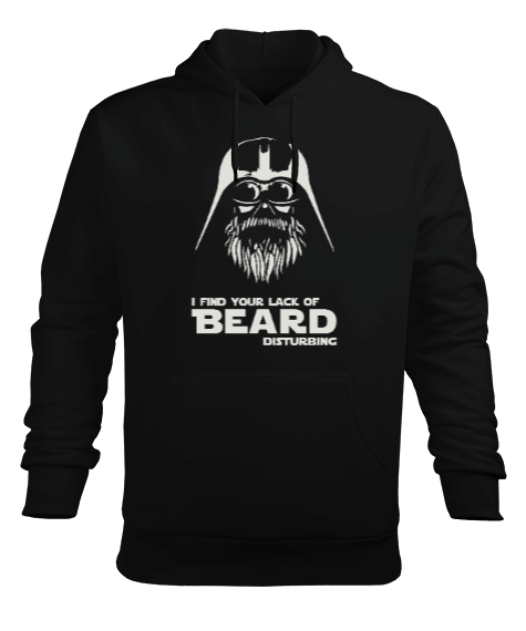 Tisho - I Find Your Lack Of Beard Disturbing Star Wars Siyah Erkek Kapüşonlu Hoodie Sweatshirt