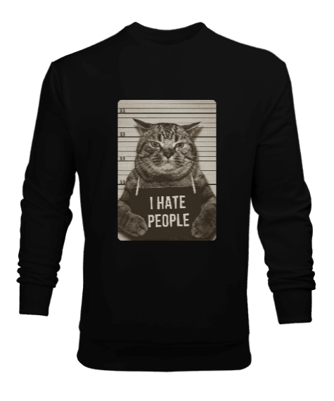 Tisho - I Hate People Cat Erkek Sweatshirt