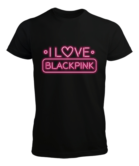 Tisho - I Love Blackpink Neon Tasarımı Siyah Erkek Tişört