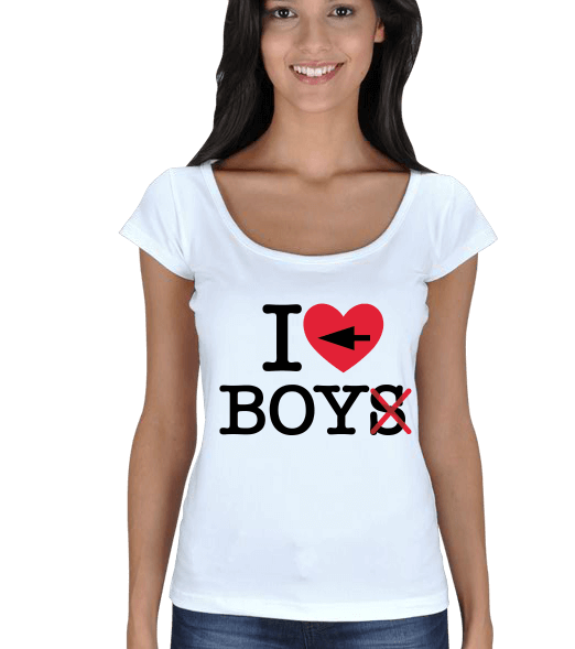 Tisho - I Love Boy sevgili t-shirtü Kadın Açık Yaka
