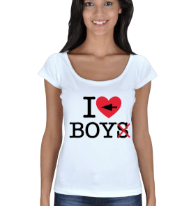 Tisho - I Love Boy sevgili t-shirtü Kadın Açık Yaka