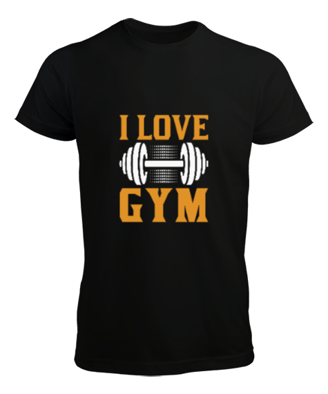 I Love Gym Fitness Tasarım Baskılı Siyah Erkek Tişört