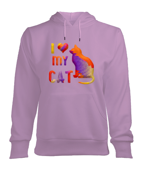 Tisho - I love my cat Kadın Kapşonlu Hoodie Sweatshirt