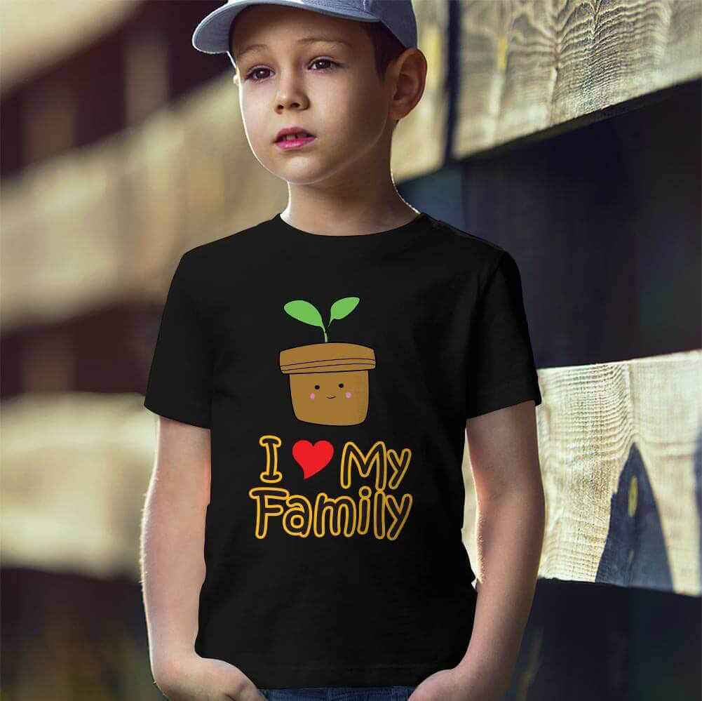 I Love My Family Erkek Çocuk Kısa Kol Tişört - Tekli Kombin
