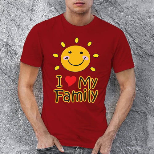 Tisho - I Love My Family Erkek Kısa Kol Tişört - Tekli Kombin