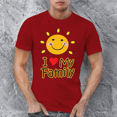 I Love My Family Erkek Kısa Kol Tişört - Tekli Kombin