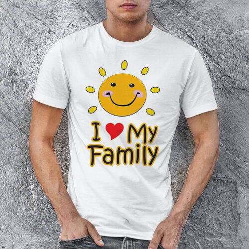 Tisho - I Love My Family Erkek Kısa Kol Tişört - Tekli Kombin (1)