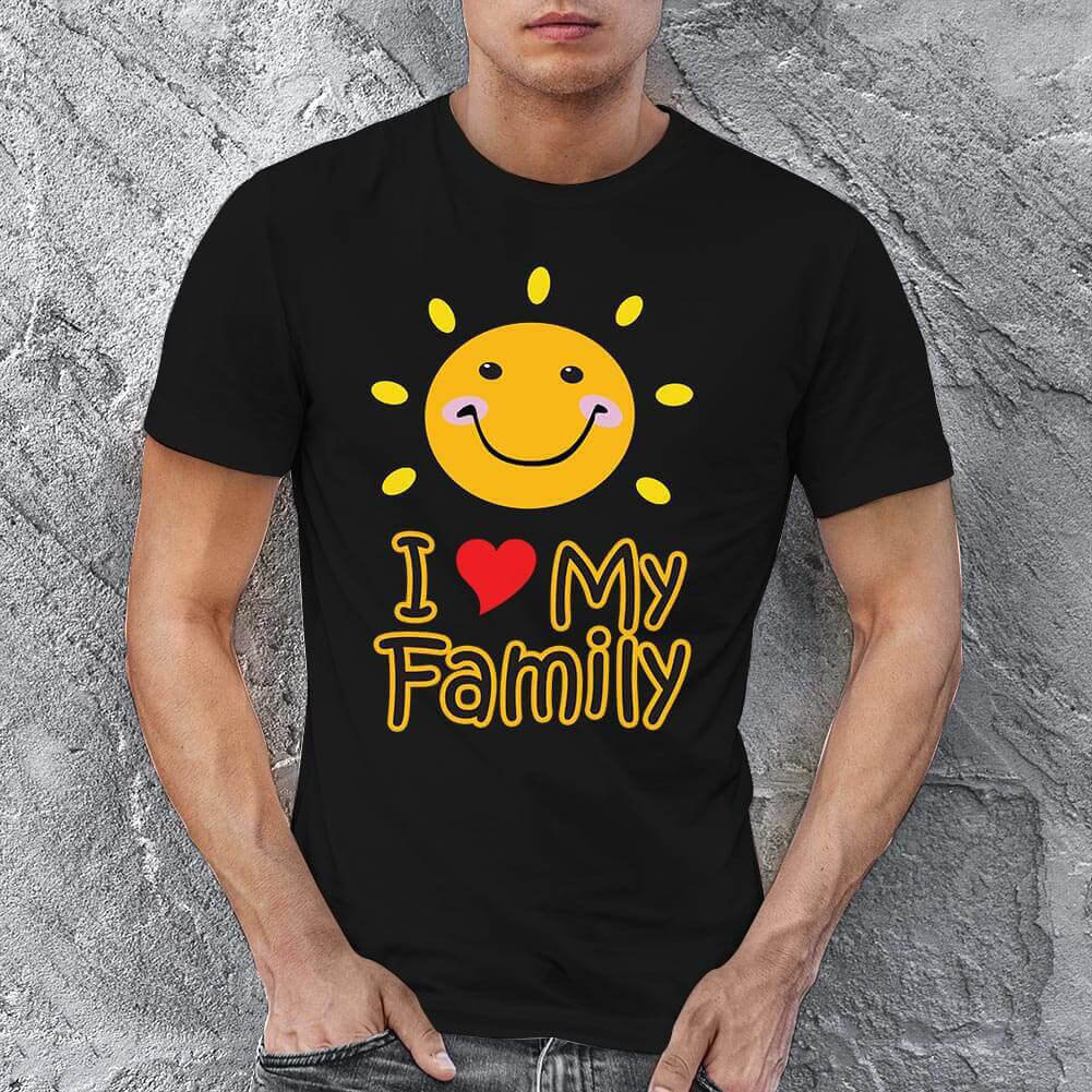 I Love My Family Erkek Kısa Kol Tişört - Tekli Kombin