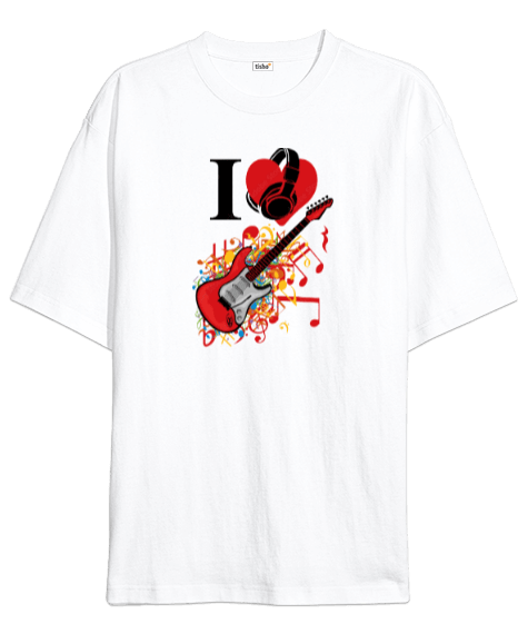 Tisho - İ Love Rock Oversize Unisex Tişört