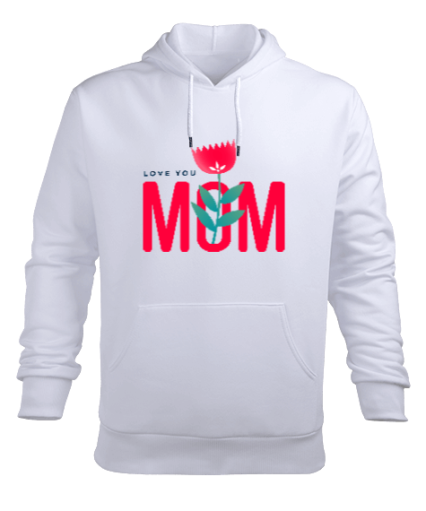 Tisho - I Love U Mom Erkek Kapüşonlu Hoodie Sweatshirt