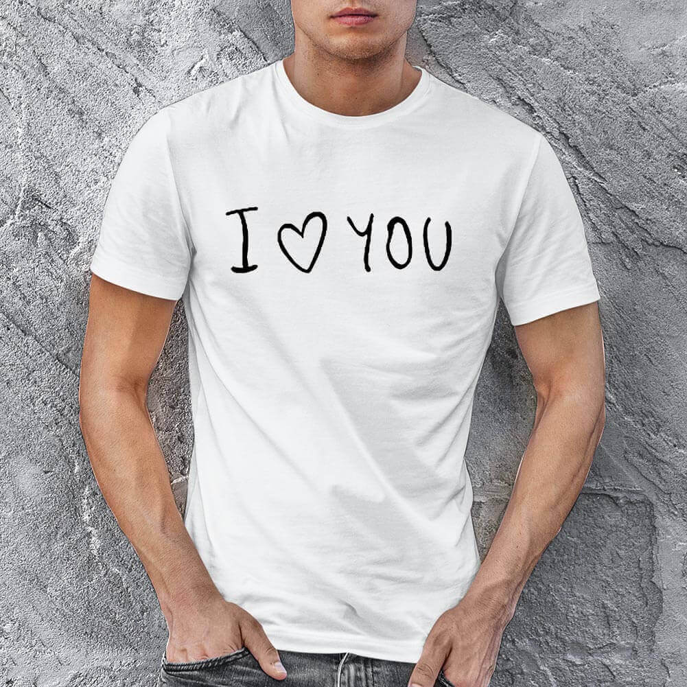 I Love You Erkek Kısa Kol Tişört - Tekli Kombin