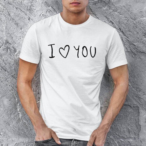 I Love You Erkek Kısa Kol Tişört - Tekli Kombin - Thumbnail