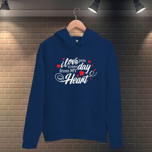 I Love You Everyday Erkek Kapüşonlu Sweatshirt - Thumbnail