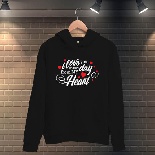 I Love You Everyday Erkek Kapüşonlu Sweatshirt - Thumbnail