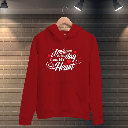 I Love You Everyday Erkek Kapüşonlu Sweatshirt - Thumbnail