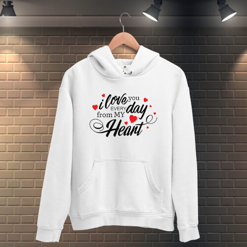 I Love You Everyday Kadın Kapüşonlu Sweatshirt - Thumbnail