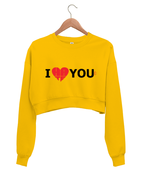 Tisho - I LOVE YOU KADIN CROP SWEATSHIRT Kadın Crop Sweatshirt