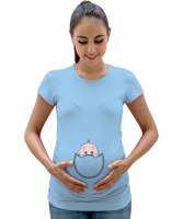 İçimdeki Bebek - Cepteki Bebek Buz Mavisi Kadın Hamile Tişört - Tisho