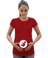 İçimdeki Bebek Kırmızı Kadın Hamile Tişört - Tisho