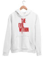 İçindeki Kötülük - Evil Within Beyaz Unisex Kapşonlu Sweatshirt - Tisho