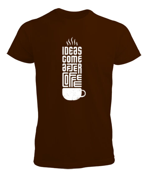 Tisho - Ideas And Coffee Kahverengi Erkek Tişört