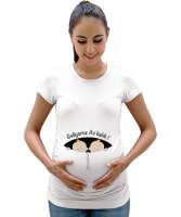 İkizler Geliyor Az Kaldı Beyaz Kadın Hamile Tişört - Tisho