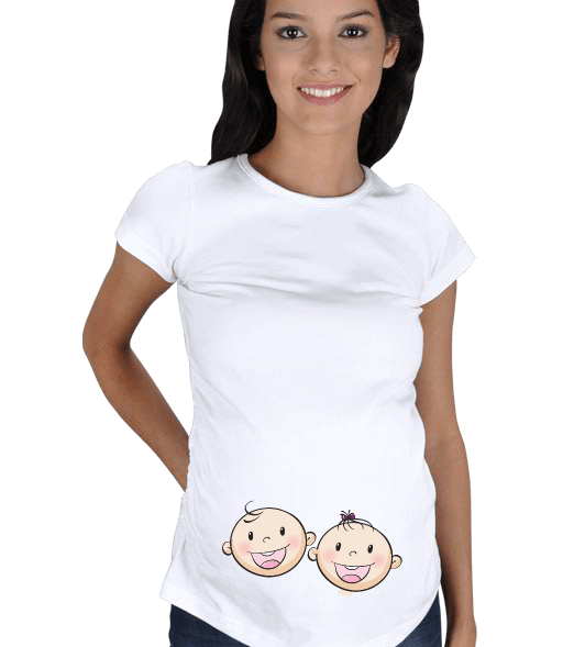 Tisho - ikizler, hamile, sevimli suratlar Kısa Kollu Hamile Tişörtü