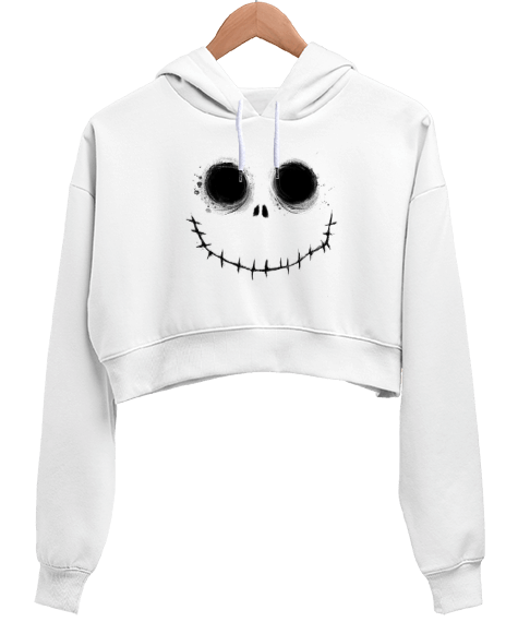 Tisho - İlginç surat Kadın Crop Hoodie Kapüşonlu Sweatshirt