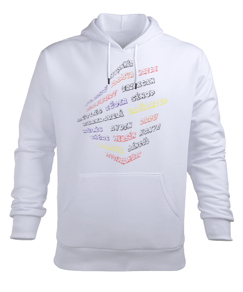 Tisho - İllerimiz Beyaz Erkek Kapüşonlu Hoodie Sweatshirt