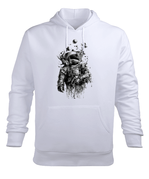 Tisho - İllüstrasyon Astronot Erkek Kapüşonlu Hoodie Sweatshirt