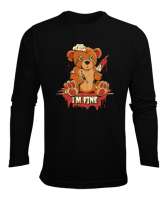 Im Fine - Ben İyiyim - Ayıcık Siyah Erkek Uzun Kol Yazlık Tişört - Tisho