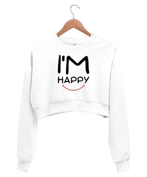 Tisho - Im Happy Kadın Crop Sweatshirt