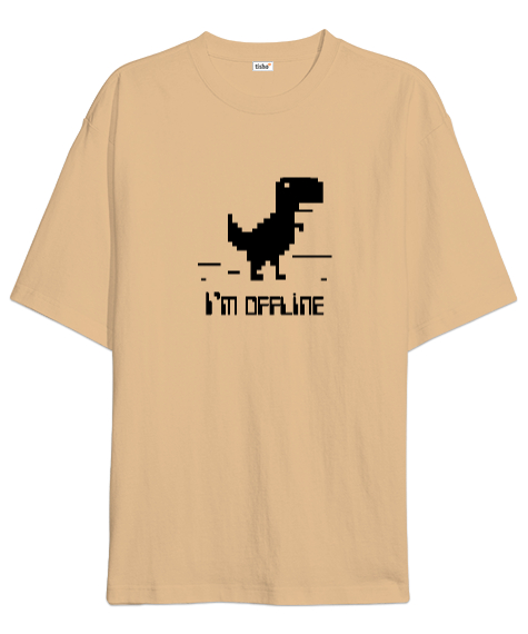 Tisho - Im Offline - Çevrimdışı Camel Oversize Unisex Tişört