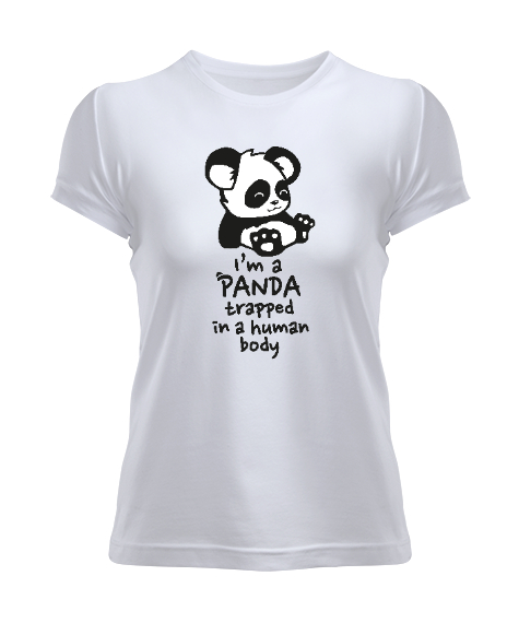 Tisho - Im Panda Beyaz Kadın Tişört