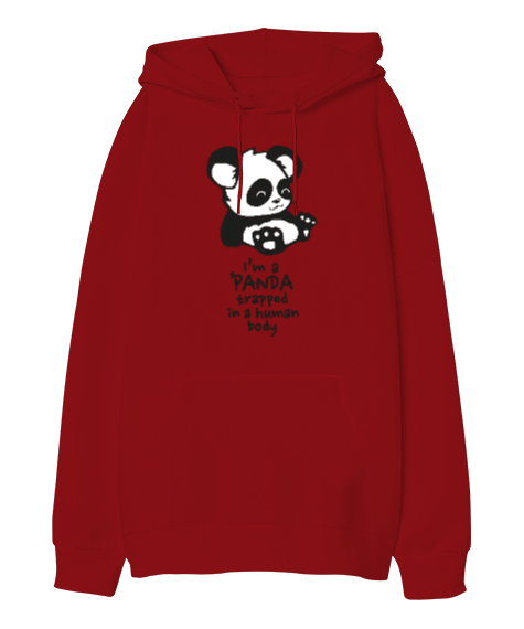 Tisho - Im Panda Oversize Unisex Kapüşonlu Sweatshirt