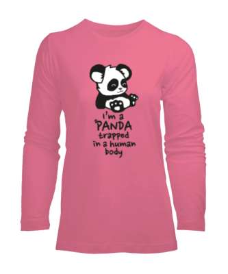 Im Panda Pembe Kadın Uzun Kol Tişört - Tisho