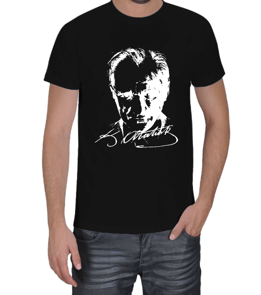 Tisho - imzalı Atatürk Silüeti Erkek Tişört