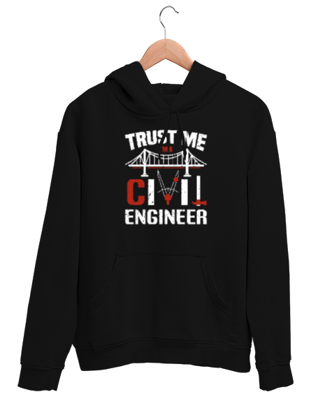 Tisho - İnşaat Mühendisi - Civil Engineer Siyah Unisex Kapşonlu Sweatshirt