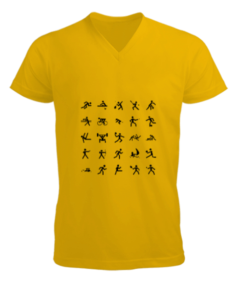 Tisho - İnsanlar Sarı Erkek Kısa Kol V Yaka Tişört