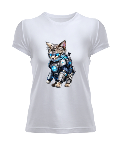 Tisho - Iron Cat Beyaz Kadın Tişört