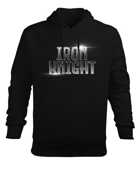 Tisho - Iron Knight - Demir Şövalye Siyah Erkek Kapüşonlu Hoodie Sweatshirt