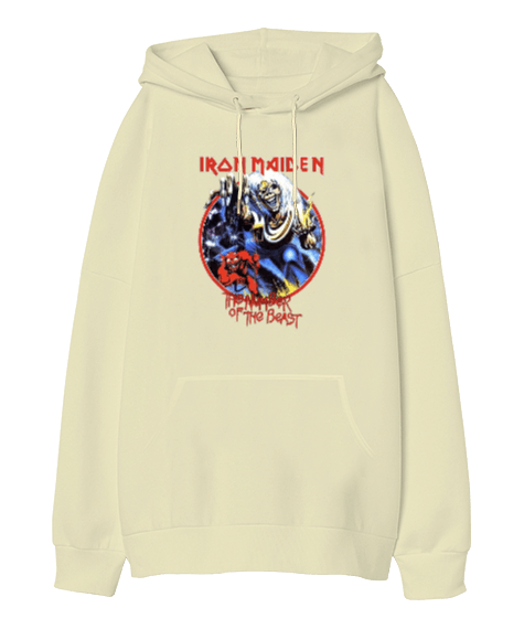 Tisho - Iron Maiden Rock Tasarım Baskılı Oversize Unisex Kapüşonlu Sweatshirt