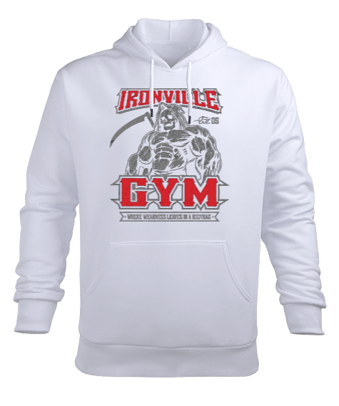 Tisho - Ironville GYM Vücut Geliştirme Bodybuilding Fitness Tasarım Erkek Kapüşonlu Hoodie Sweatshirt