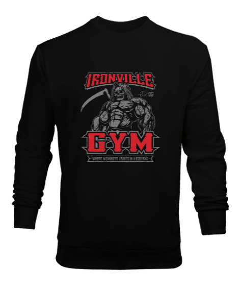 Tisho - Ironville GYM Vücut Geliştirme Bodybuilding Fitness Tasarım Erkek Sweatshirt