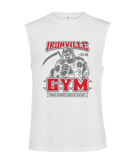 Tisho - Ironville GYM Vücut Geliştirme Bodybuilding Fitness Tasarım Kesik Kol Unisex Tişört