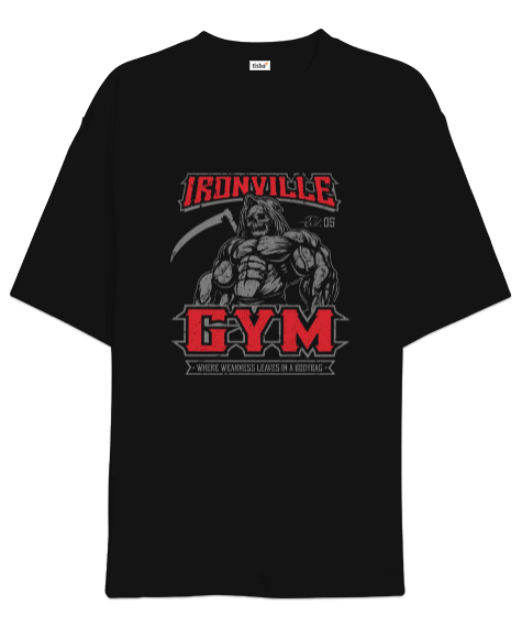 Tisho - Ironville GYM Vücut Geliştirme Bodybuilding Fitness Tasarım Oversize Unisex Tişört