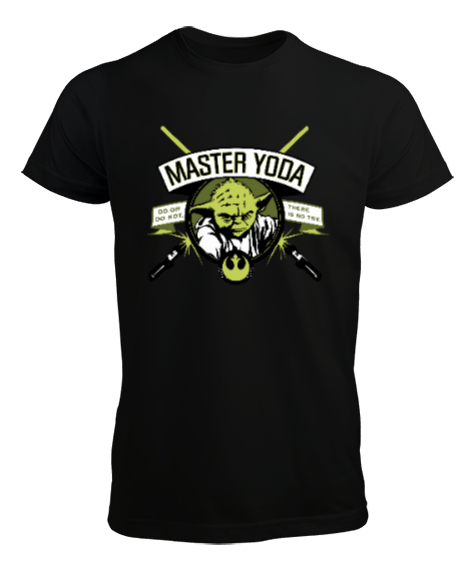 Tisho - Işınkılıcı Master Yoda Tasarımı Baskılı Siyah Erkek Tişört