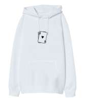İSKAMBİL Beyaz Oversize Unisex Kapüşonlu Sweatshirt - Tisho