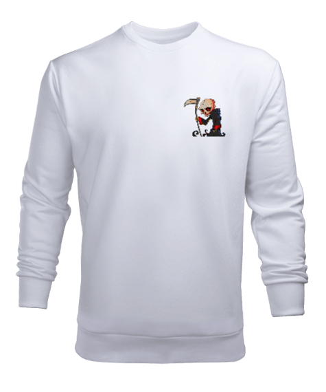 Tisho - İSKELET BASKILI Beyaz Erkek Sweatshirt