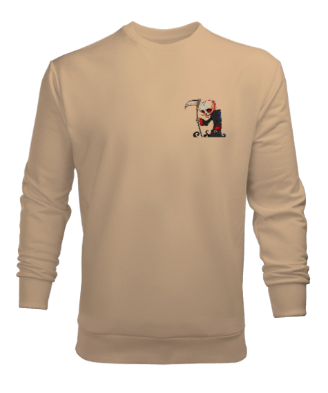 Tisho - İSKELET BASKILI Camel Erkek Sweatshirt